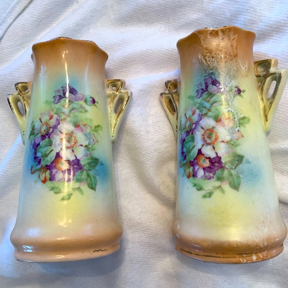 Czecho Porcelain Pair of Vases. Five inches Tall